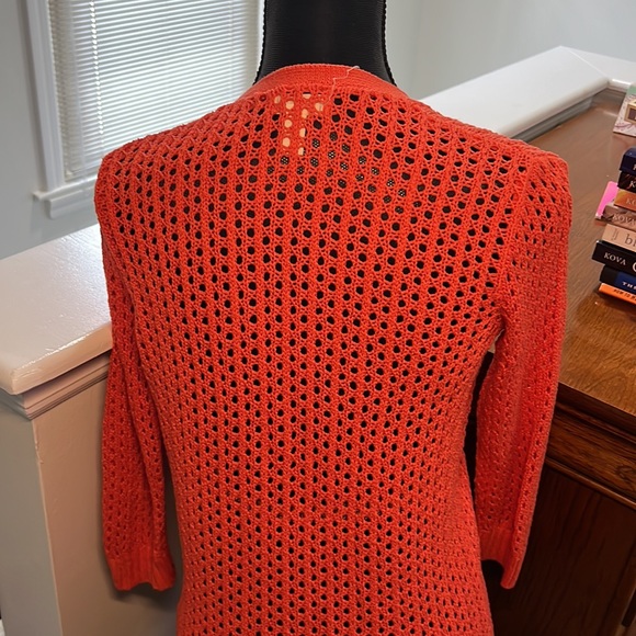 LANDS END open weave happy orange cardigan - Picture 4 of 6